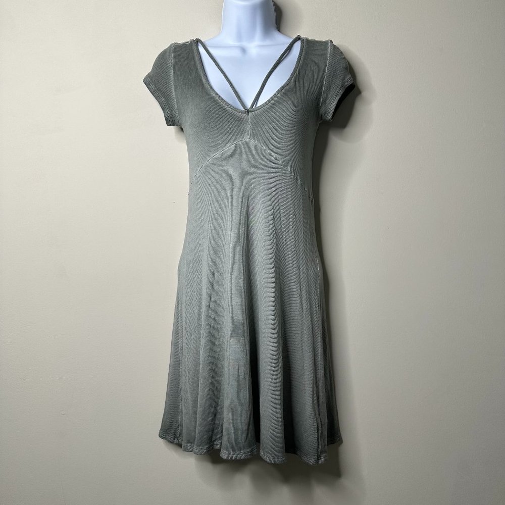 American Eagle Grey Ribbed Short Sleeve Dress Women's XS